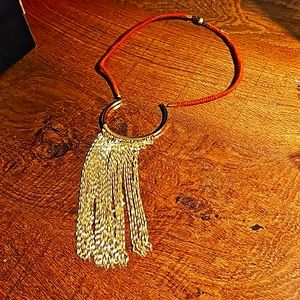 Serefina Matte Gold Waterfall Statement Necklace with magnet claspe